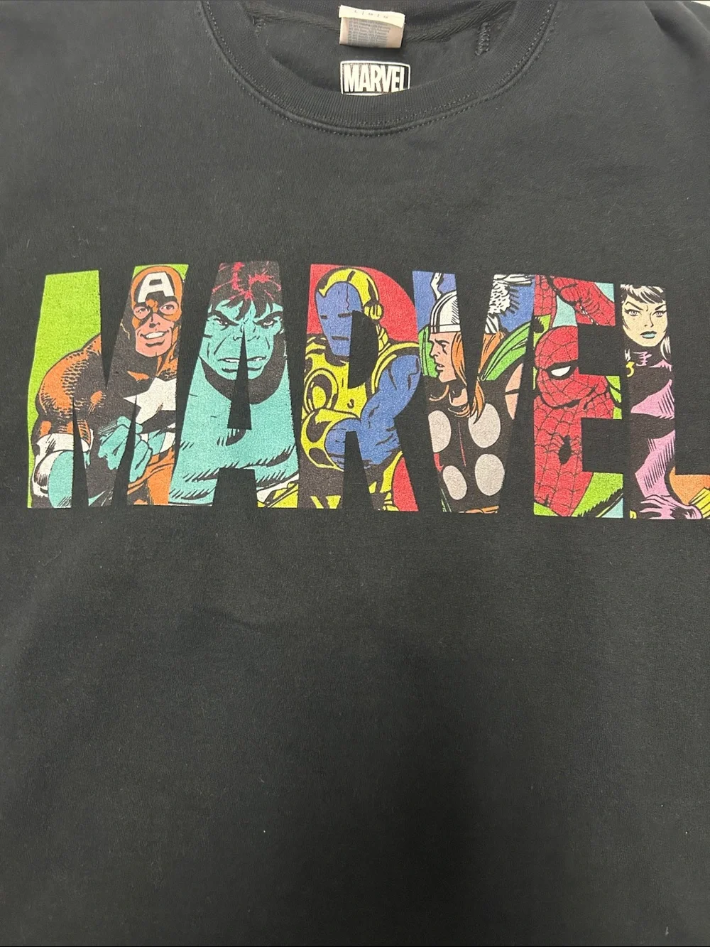 Marvel black Sweatshirt with Multicolor Character Logo